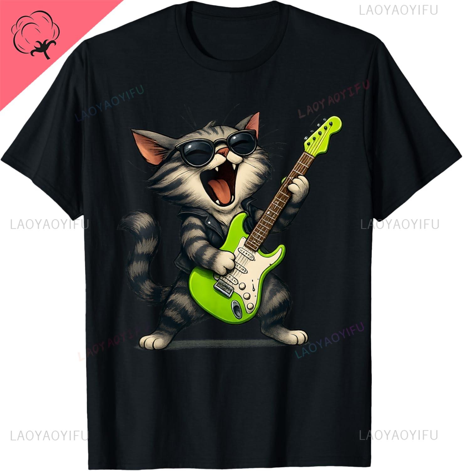 

Cat Playing Guitar Rock Star Rock and Roll for Men Women T-Shirt Print Original Design Gifts T Shirts Camiseta Hombre 4XL