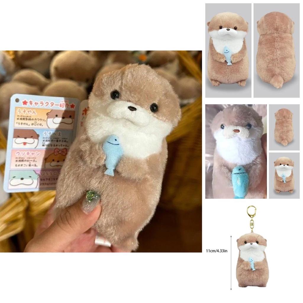 Cute Amuse Otter Plush Toy With Fish Adorable Gift For Girls Hanging Decoration