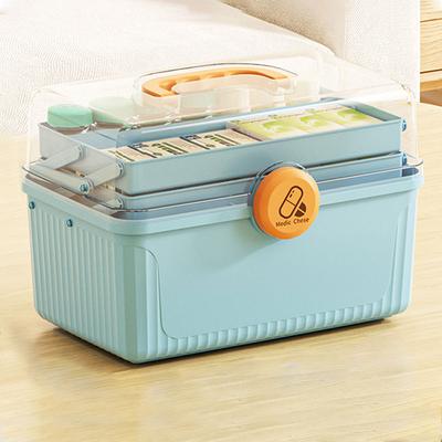 1PC Große Kapazität Medizin Box Für Home Medizin Lagerung Multi-Schicht Klassifizierung Home Medizin Box Weiß Blau Gelb Pkin