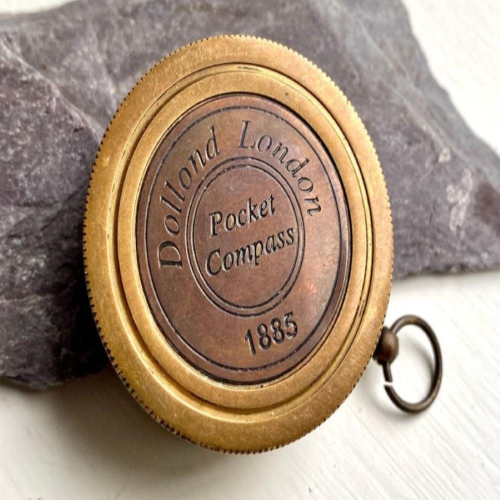 Vintage Brass Pocket Compass with Sundial – Handmade Steampunk Design, 5 Cm Diameter