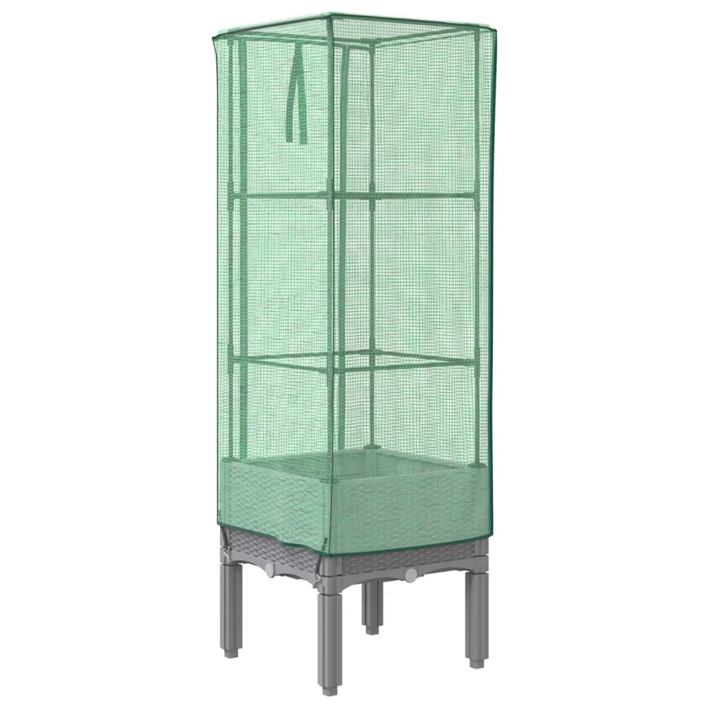 Vidaxl Raised Planter with Greenhouse, Rattan Look, 40X40X140 Cm