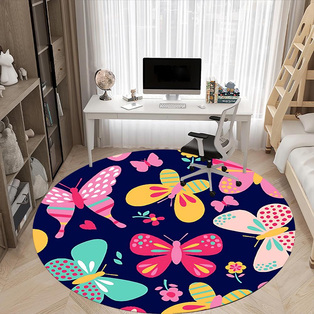 1pc Butterfly Floral Print Chair Carpet for Office, , Non-slip carpet, Very suitable for offices, farmhouses,Outdoor carpet yy251120033