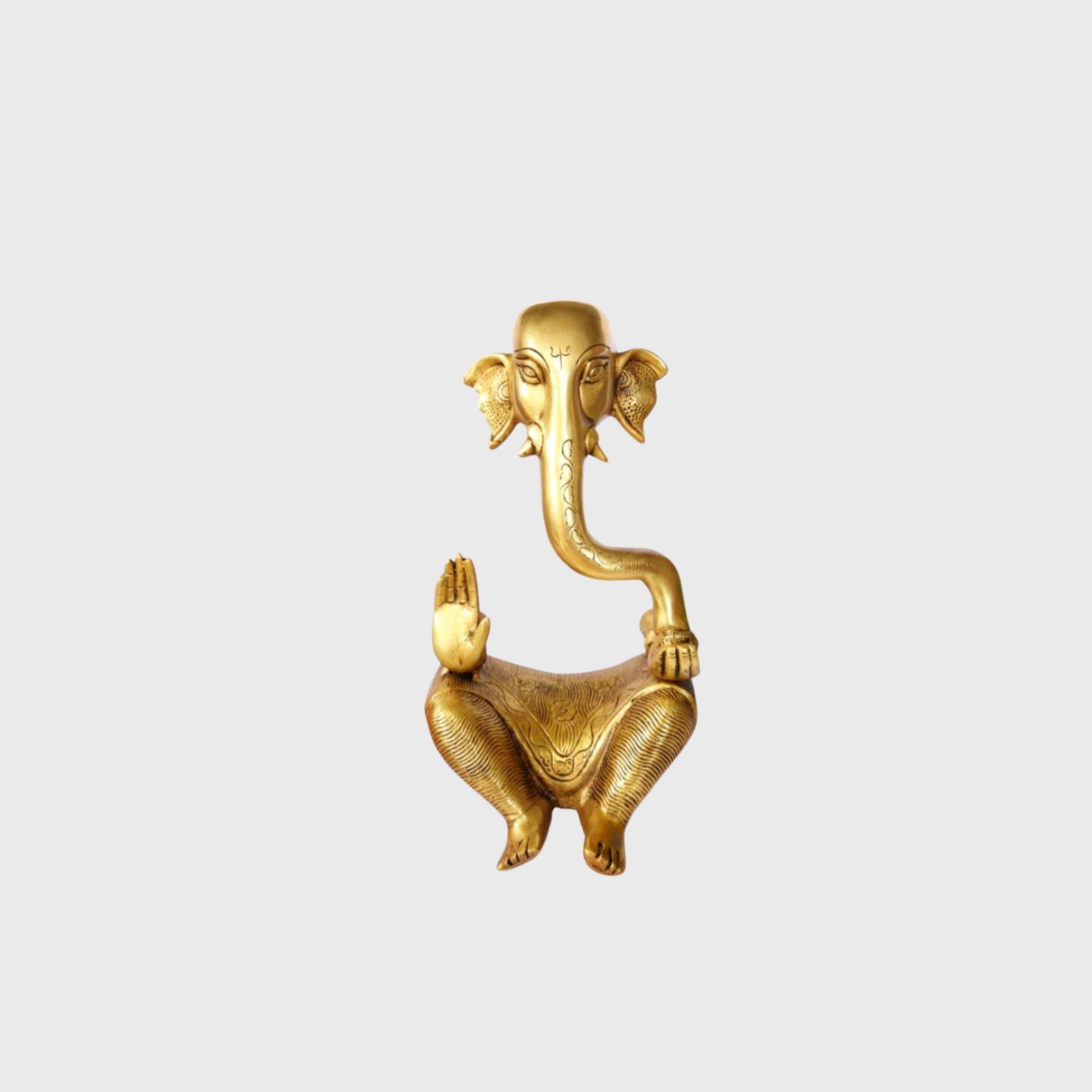 Handcrafted Antique Finish Bhagwan Ganpati Sitting Statue, Ganesha Ji Brass