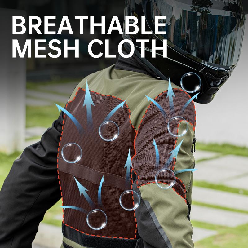 SFK Spring&Summer Men's Women Riding Equipment Clothing Mesh Breathable Black Motorcycle Jacket With CE Protective Accessories