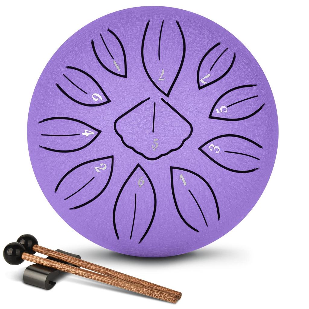 Slit Drum Steel Tongue Drum 11 Notes 6 Inch Percussion Metal Drum for Relief Includes Sheet Music and Storage Bag