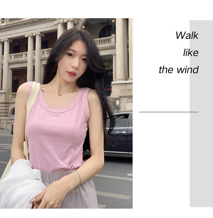 Women's Summer Slimming Vest, Large Size, Short Style, Sleeveless, Anti-Exposure, Threaded Design, Model 8008#