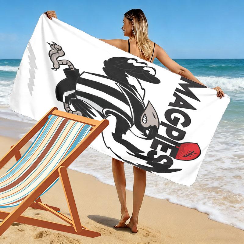 Collingwood Warriors Print Beach Towel, Large Soft Quick Dry Towel for Beach Camping Swimming