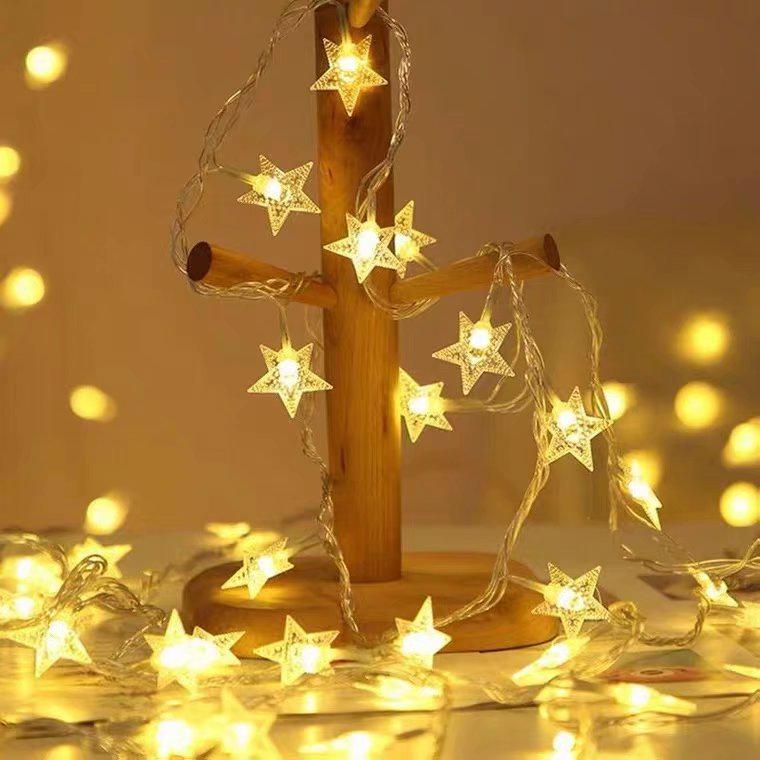 LED Star String Lights with Battery Box & USB - Five-Pointed Colorful Lights for Christmas Room Decor