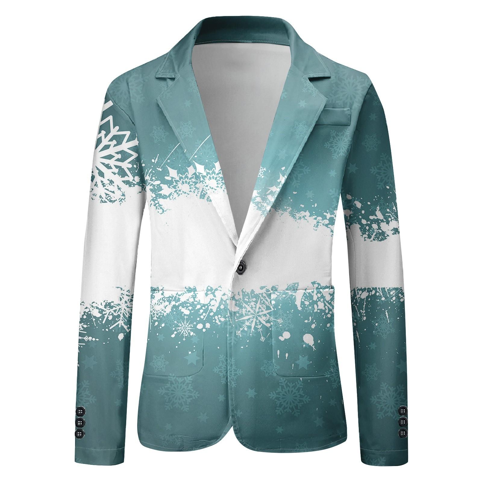 

Унисекс Зимние рождественские принты Пиджаки Унисекс Повседневная мода Куртки на пуговицах S