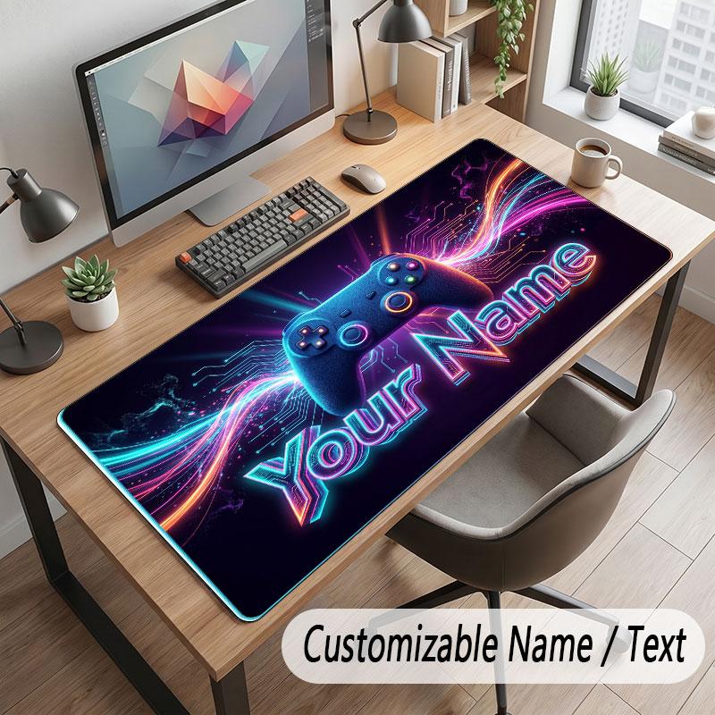 Neon Colorful Theme Customized Mouse Pad Personalized Print Name Text Desk Mat For Home Office Table Decor