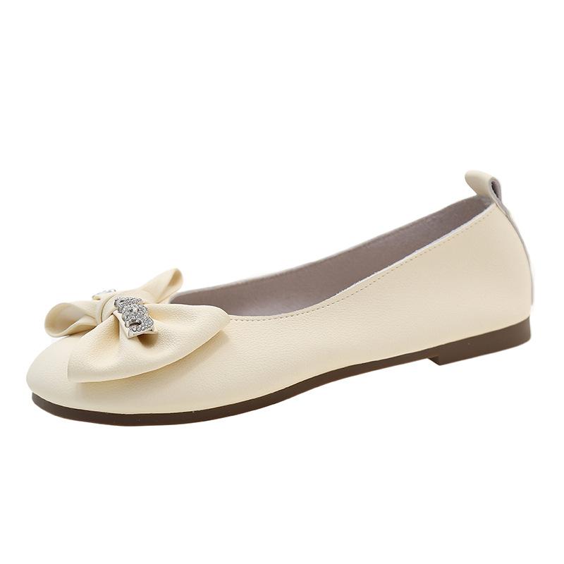 

Мода 2025 Новая весна осень Женская мода Балетки с бантом Женская обувь Лоферы Мягкая кожа Кристальная пуговица Женские балетки 43
