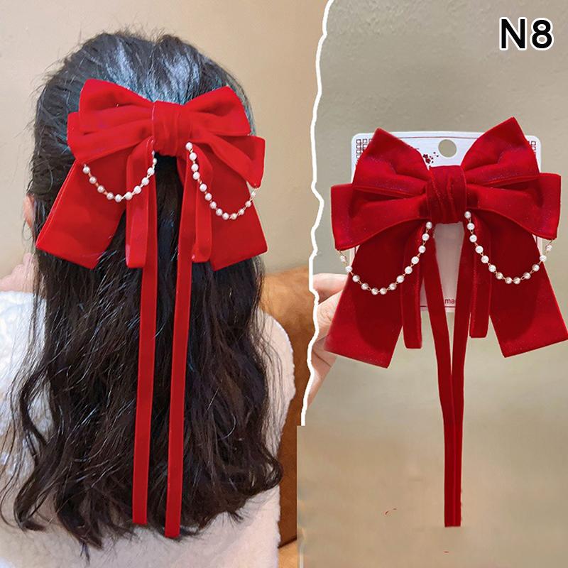 Girl'S Chinese Style Hair Clip With Bow, Red Crown, Top Clip, Children'S Antique Style Headwear, Hair Accessory