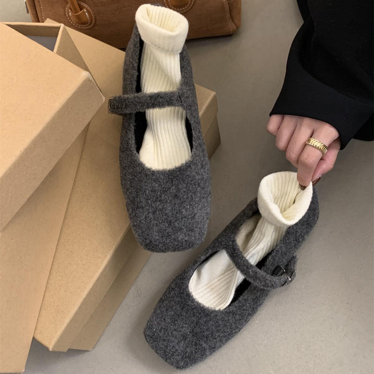 Xiaoxiangfeng temperament light Mary Jane shoes winter Mary Jane women s shoes wear non-slip single shoes 40 серый