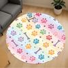 1pc Paw Prints Bone Round Chair Mat Area Rug - Non-Slip, Floor Mat for Office, Bedroom, and Indoor Decor -1002198