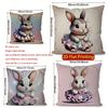 2D Cute Dressed Rabbits Pattern Pillow Covers Pattern Cushion Cover Suitable For Sofa Bedroom Car Pillow Cover