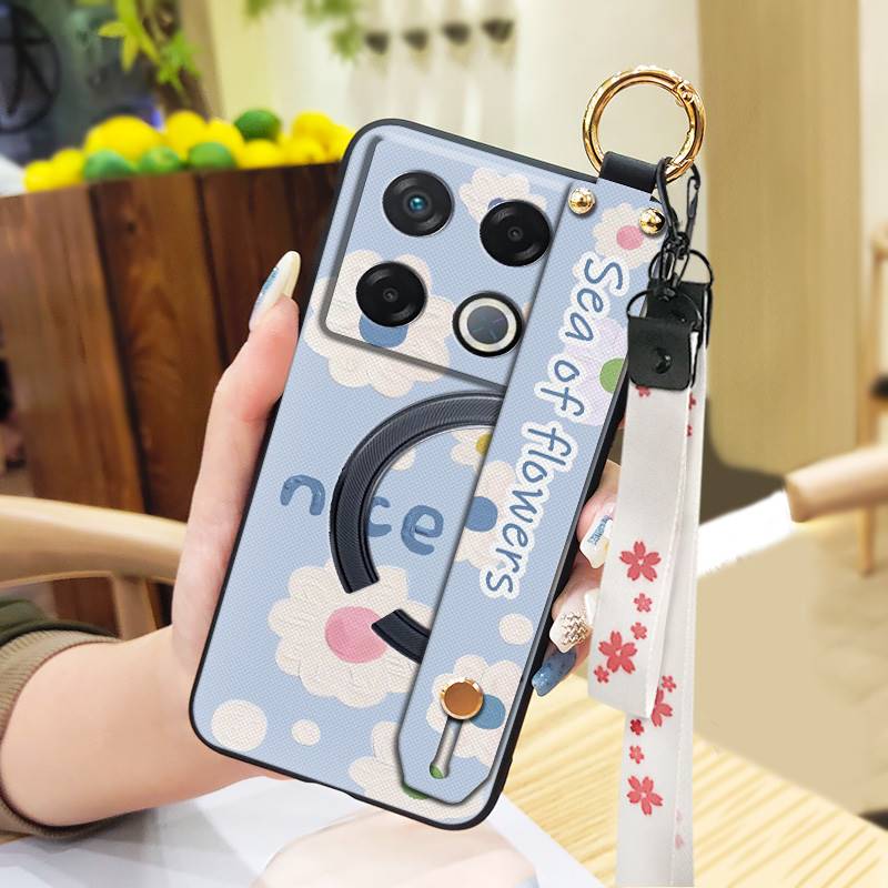 Lanyard Anti-dust Phone Case For infinix GT 20 Pro/X6871 Wristband Flower Back Cover Waterproof Shockproof Soft case