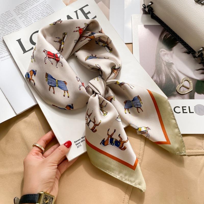 Zhang Ruonan silk scarf women's spring and summer new fashion retro accessories scarf neck high-end small square scarf