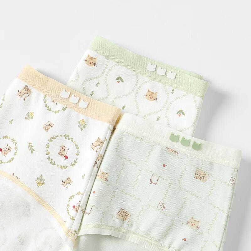 FenTeng Women's 3-Pack Mid-Rise Cartoon Briefs with Antibacterial Crotch