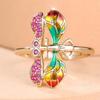 Fashion Colorful Zircon Dragonfly Ring for Women Cute Gold Color Statement Jewelry Wedding Party Gift