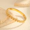 Stainless Steel Strap Chain Openable Bracelet for Women,Gold Color Waterproof Bangle Bracelets,Minimalist Jewelry Gifts