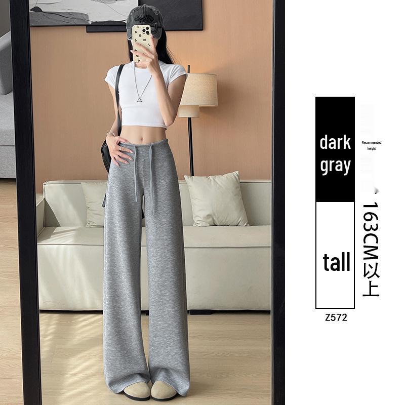 Women's Summer 2025 High-Waisted Gray Joggers - Thin, Loose, Ice Silk, Narrow-Leg Pants
