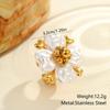 Fashion Stainless Steel Waterproof Colorful Flower Pearl Ring for Women Wedding Party Jewelry