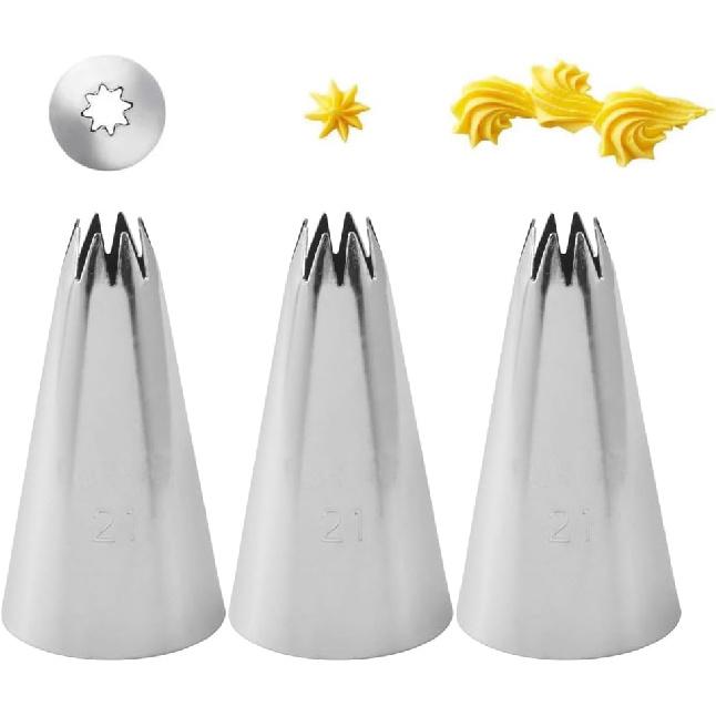Насадка для декорирования тортов  Открытая звезда  №21, Насадка для отсадки глазури, 3 шт.