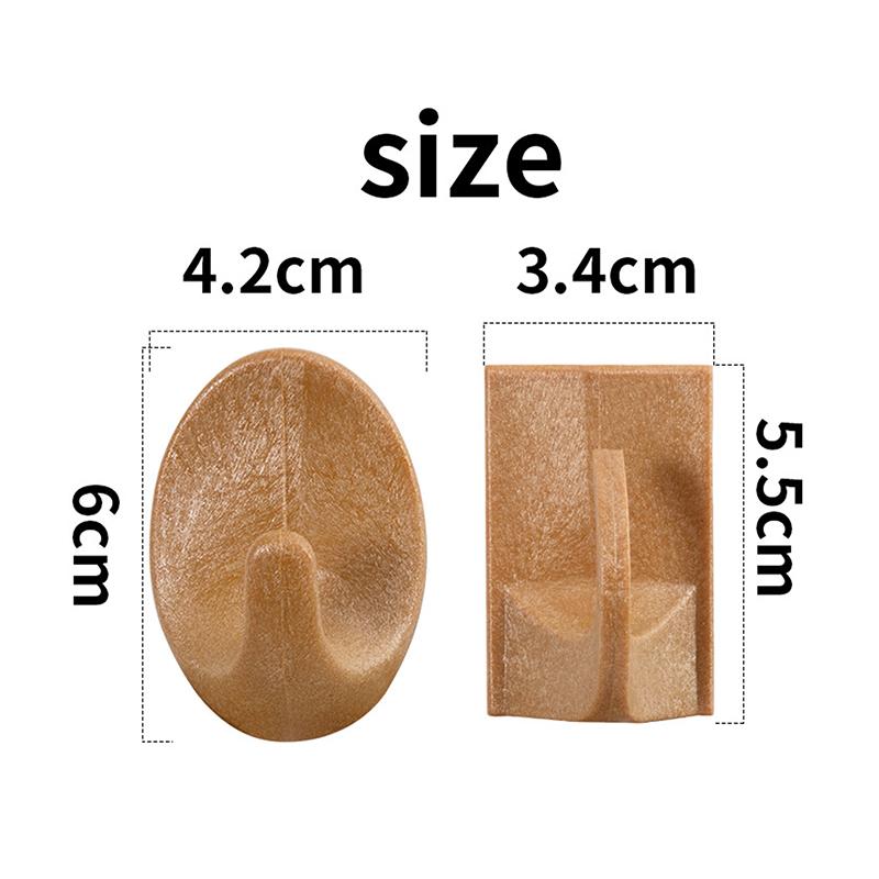3pcs Plastic Wood Grain Hooks Household Adhesive Adhesive Hooks Wall Mounted Key Hooks Clothes Bag Organizer Kitchen Hooks