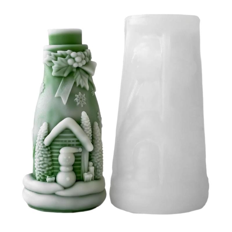 Christmas Embossed Bottle Silicone Candle Mold For Epoxy Resin Making Candle Soap Chocolate Christmas Home Decoration