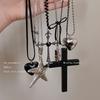 Korean Niche Design Silver Cross Necklace Female Long Clavicle Punk Retro Hottie Y2k Neck Jewelry
