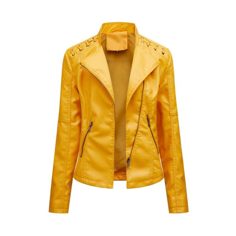 Stand-up Collar Leather Jacket Women's New Leather Jacket Women's Jacket Slim Thin Small Coat Women's Motorcycle Clothes