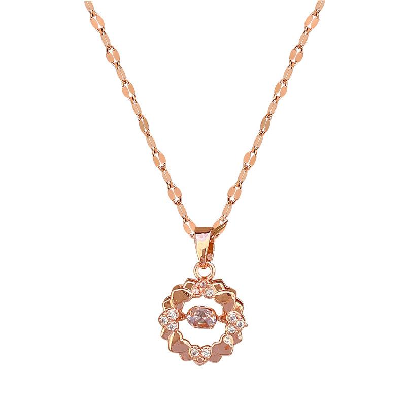 Ring Smart Light Luxury Temperament Gorgeous Full Diamond Necklace Women'S Versatile Collarbone Chain Titanium Steel Chain