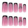 Black French False Nails With Bowknot Design 24 Pieces Resin Comfortable Fit For Women