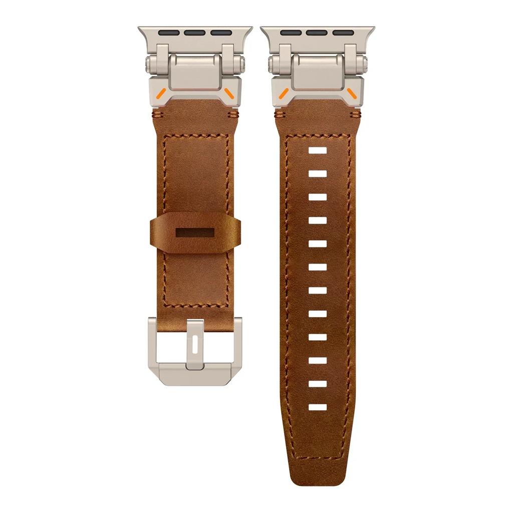 Leather Strap for Apple Watch Ultra 49mm 45mm 42 44mm Luxury Men Band for iWatch Se 6 5 4 Series 9 8 7 Ultra 2 Bracelet