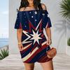 Women Plus Size Off Shoulder Short Sleeve Romper Abstract Liquid Marble Swirl Print Casual Jumpsuit Shorts