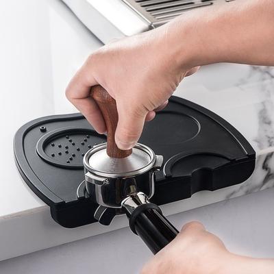 Silicone Espresso Coffee Tamper Mat Black Counter Protection Coffee Corner Pad Professional Anti-Skid Powder Distributor Mat