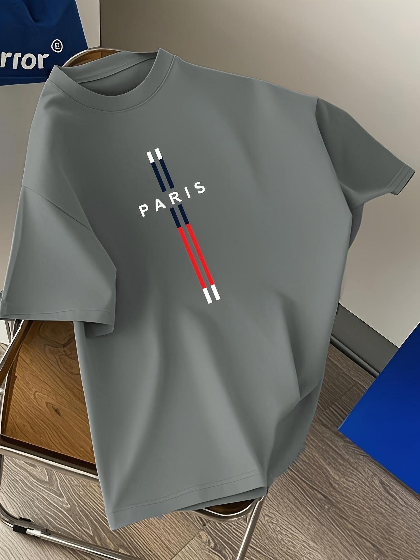 

Men s Paris Graphic Tee - Casual Summer Short Sleeve Crew S дубильная кора