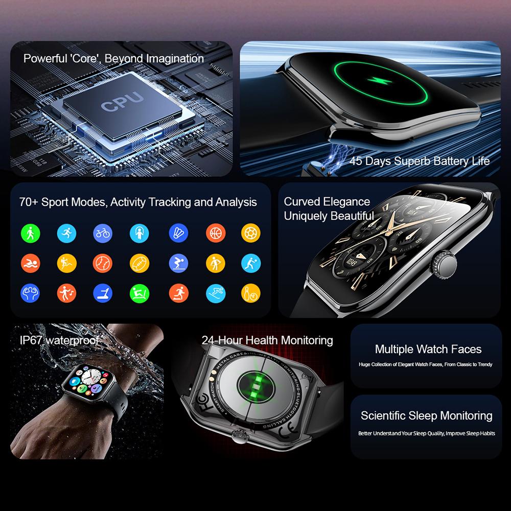 MT61 Ultra Thin Smart Watch 1.96 Inch AMOLED Curved Screen Bluetooth-Compatible Calling Health Monitor,Silicone Strap