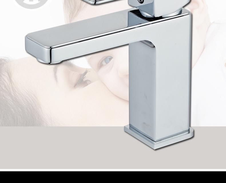 Square Single-Hole Bathroom Faucet for Hot/Cold Water