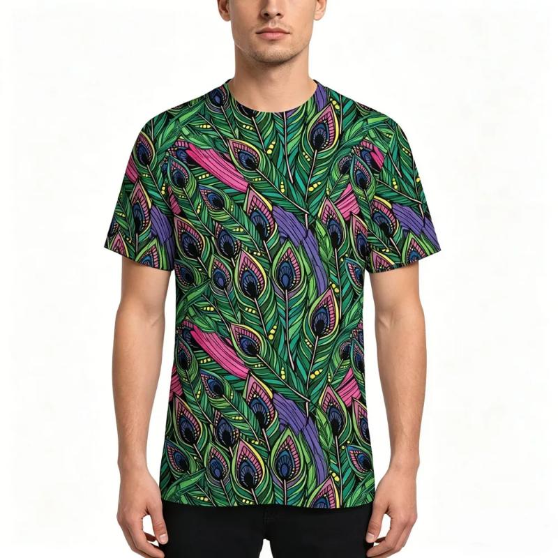 Fashion Women's Crew Neck Short Sleeve 3D Casual Color Printing Casual Short Sleeve Crew Neck T-Shirt