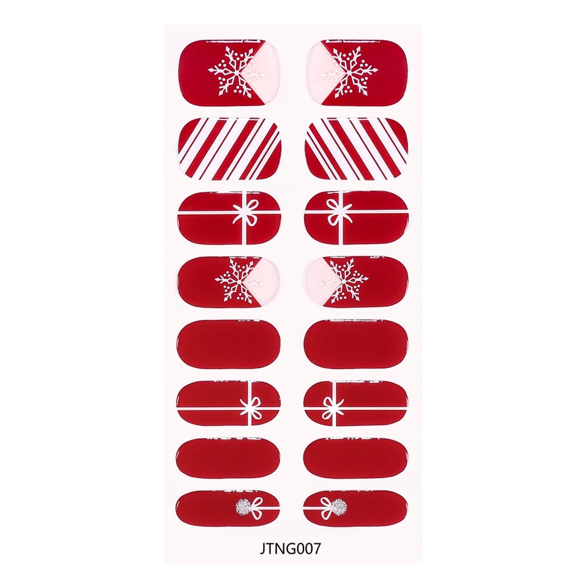 Factory Price New Christmas Series Nail Gel Strips with Red Snowflake and Bow Patterns Nail Sticker Decoration