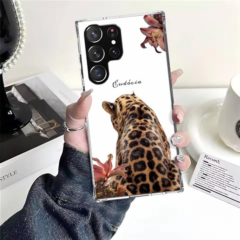 Pink Leopard Print Soft Phone Case For Samsung Galaxy S22 S23 S24 S25 Edge S26 Ultra S20 FE S21 Plus + Fundas Coque Galaxy S20 S
