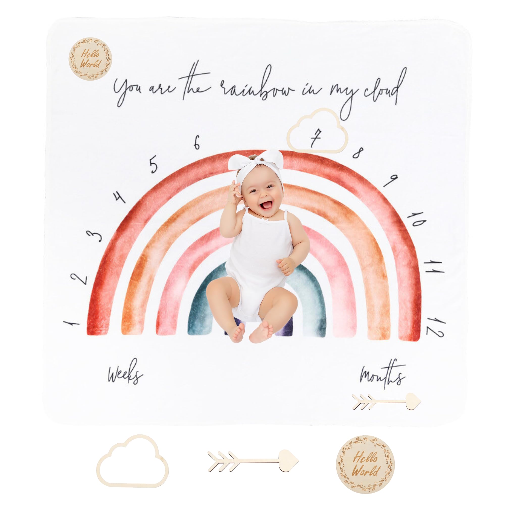

THREETA by a nursery Monthly Photo Sleeping Art Mat Baby Goods Blanket Monthly Photo Baby Wooden Accessories Included [Supervised teacher] (02