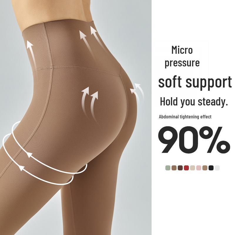 Nude Feel High Waist Tummy Control Yoga Pants: Double-Sided Brushed Booty Lifting Running Tights