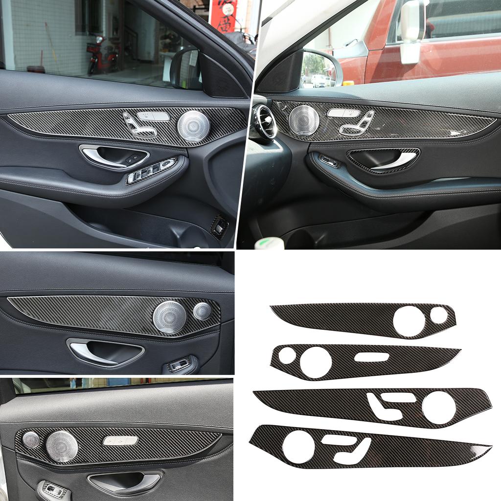 Soft Carbon Fiber For Mercedes Benz C GLC Class W205 2014- Interior Door Decoration Panel Cover Trims Car Accessories