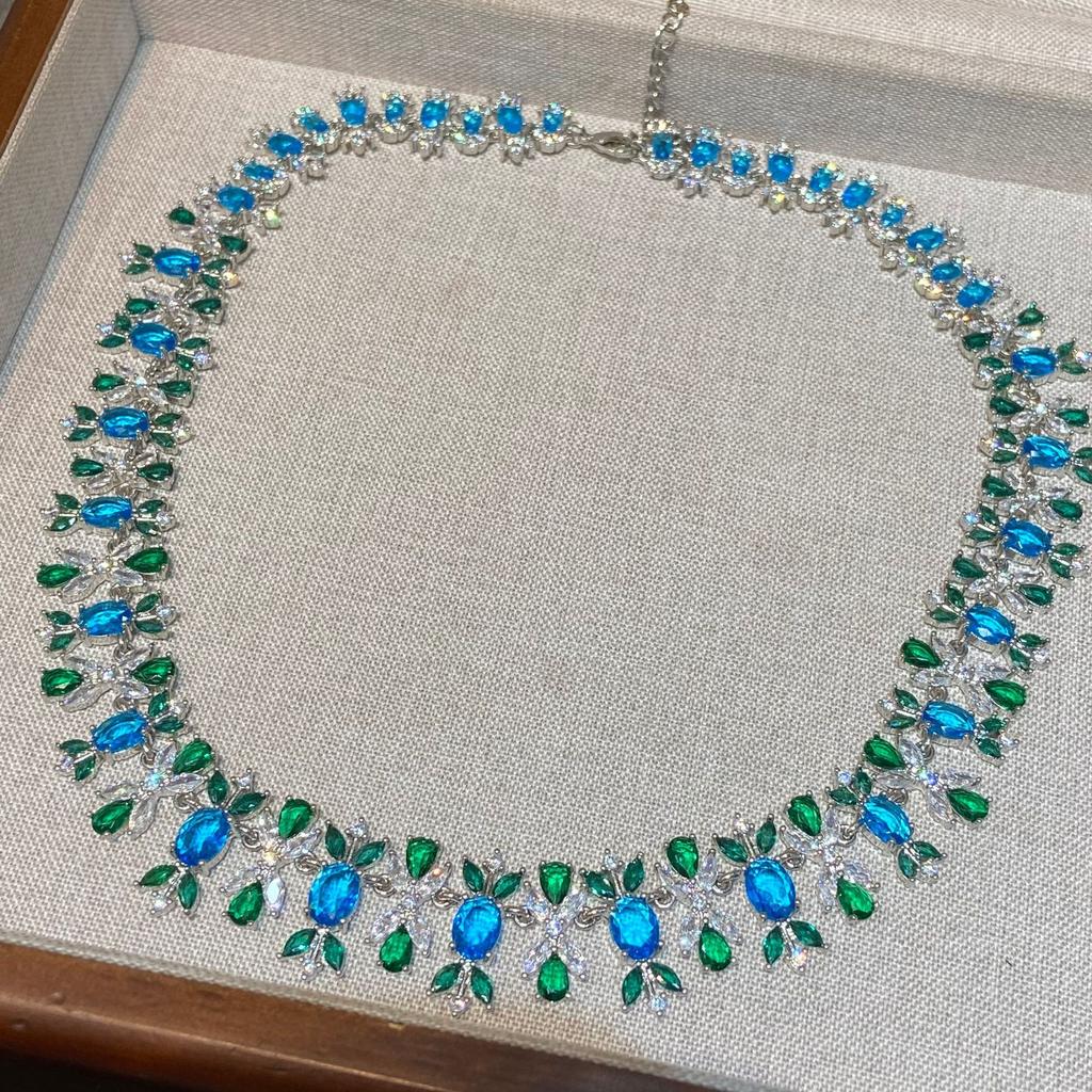 Sapphire Zircon Necklace Italian Seiko Dinner Ceremony Fashion Luxury Jewelry Bridal Diamond Set