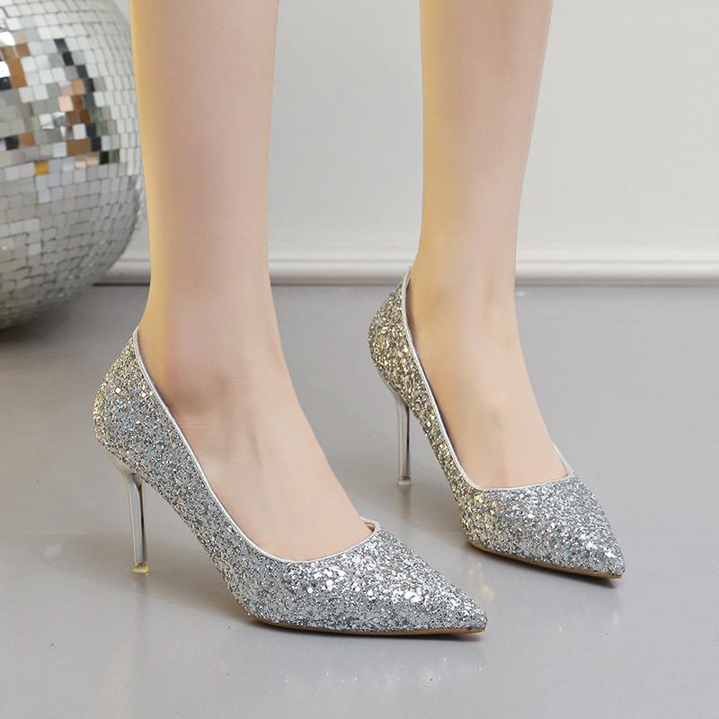 

Туфли на высоком каблуке женские свадебные туфли невесты золотые туфли на каблуках роскошные дизайнерские элегантные босоножки для вечеринок платье стрип танец на шесте сексуальные серебряные туфли на каблуках 35 серебряный