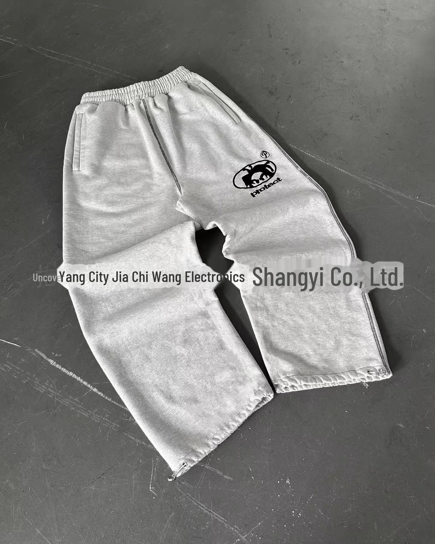 

«Американские уличные модные молодежные спортивные штаны — повседневные брюки с буквенным принтом» S светло-серый