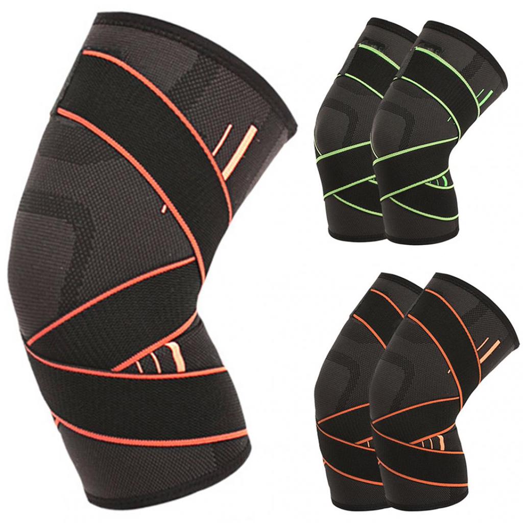 Kniebandage zum Stützen beim Laufen und Radfahren, rutschfest, elastische Kompressions-Kniemanschette