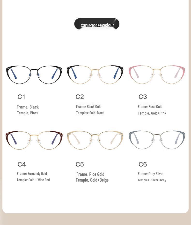 2025 Unisex Metal Cat Eye Glasses, Myopic-Ready, Anti-Blue Light